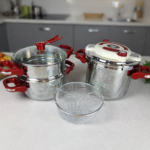 Cocotte 7 Pièces en inox 18/10 - 4+7 Litres CLIPSO + MINUTEUR NARDI