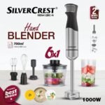 Mixeur Plongeant INOX Multifonctions 6en1 1000W SilverCrest HB6412BD-N