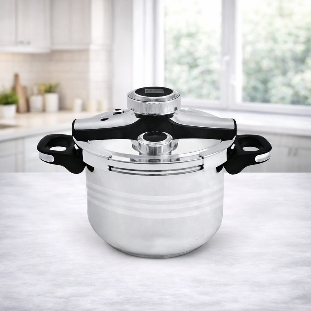 Cocotte 8 L en inox 18/10 avec minuteur et thermomètre Swisswkitchen 26 cm SK-DSC - La Casa d'Algérie Cocotte 8 L en inox 18/10 avec minuteur et thermomètre Swisswkitchen 26 cm SK-DSC – Image 1