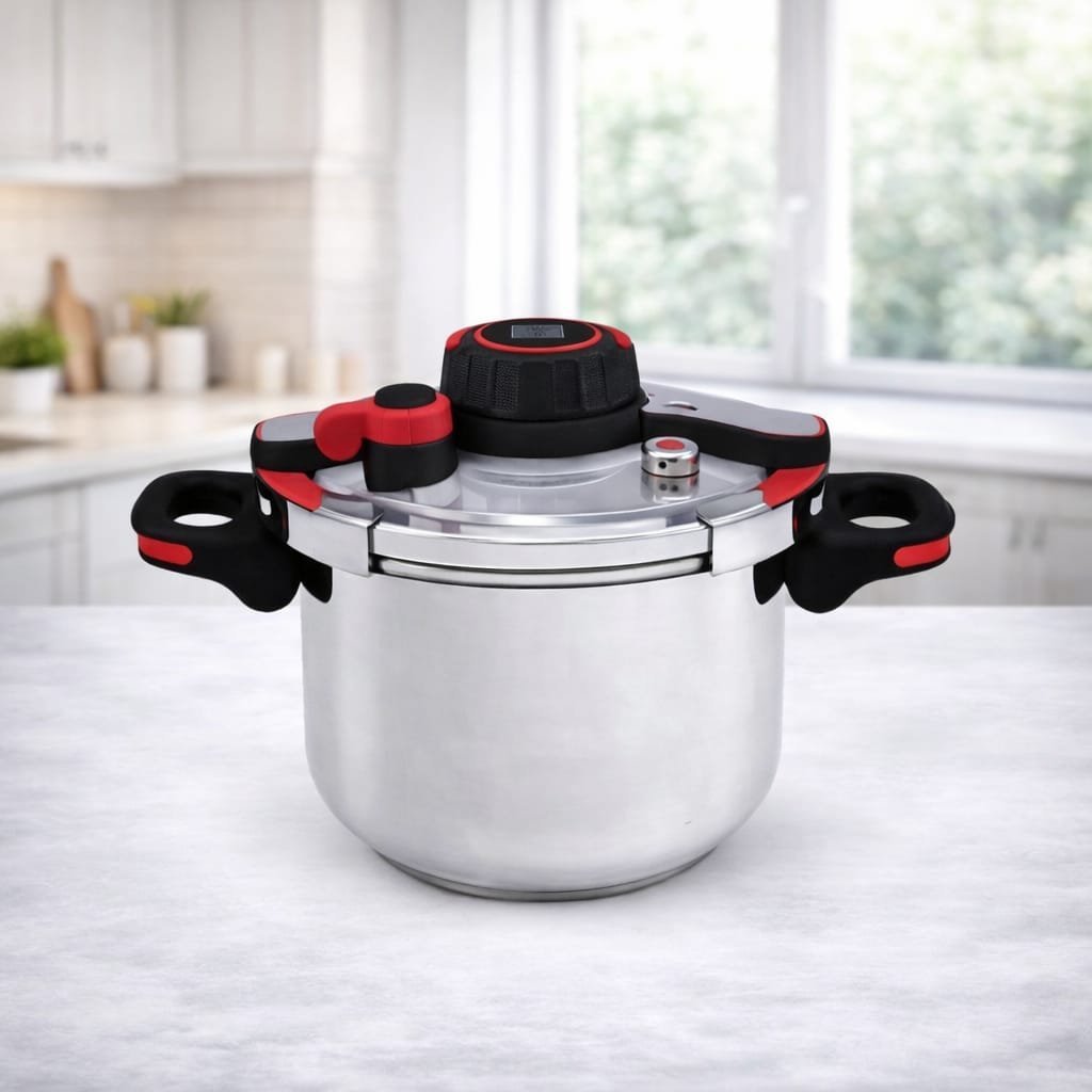 Cocotte 4 L en inox 18/10 avec minuteur Swisswkitchen - La Casa d'Algérie Cocotte 4 L en inox 18/10 avec minuteur Swisswkitchen – Image 1