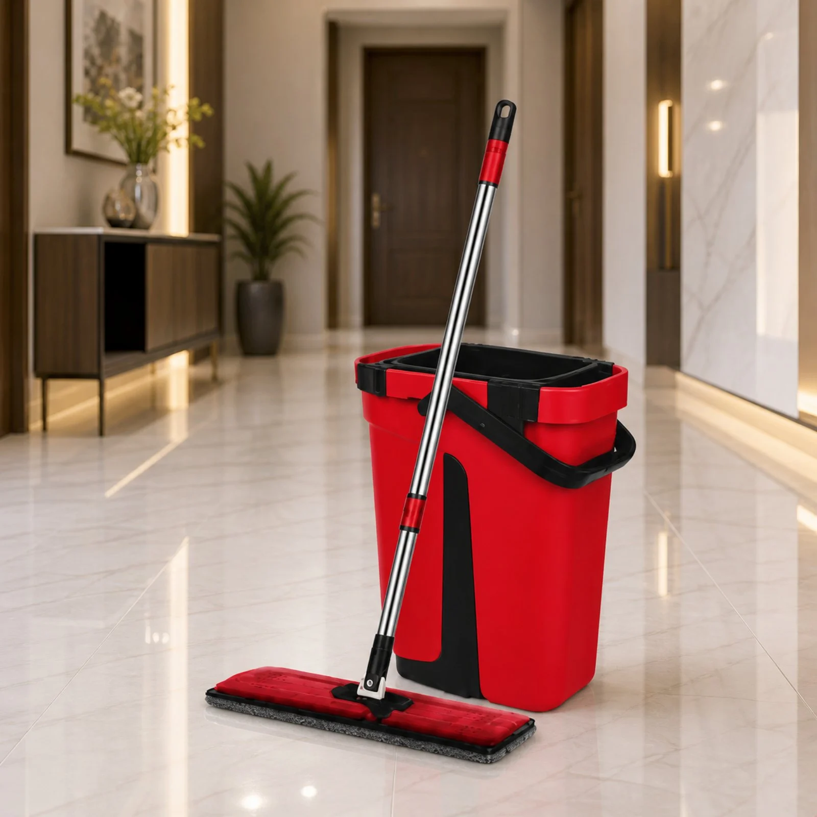 Balai clean magique 2 en 1 avec 2 Recharge Cleantex BM0370 Rouge - La Casa d'Algérie Balai clean magique 2 en 1 avec 2 Recharge Cleantex BM0370 Rouge – Image 1