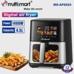 Friteuse inox Sans Huile 4.5L 1400W Numérique Avec Fenêtre Visible Multismart MS-AF6024