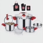 Cocotte minute clipso 11 pcs 5+7 L avec minuterie en Inox 18/10 Unipro Original Beige UP-CM7+5SSR